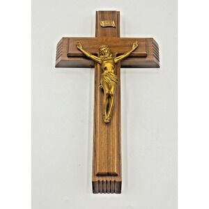 Vintage Wooden Wall Crucifix With Opening For Candle And Holy Water Last Rites